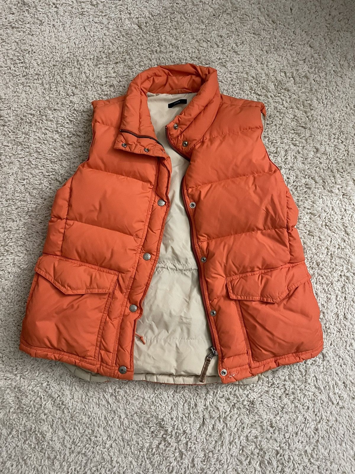 J Crew Quilted Puffer 2024 Vest Bright Orange