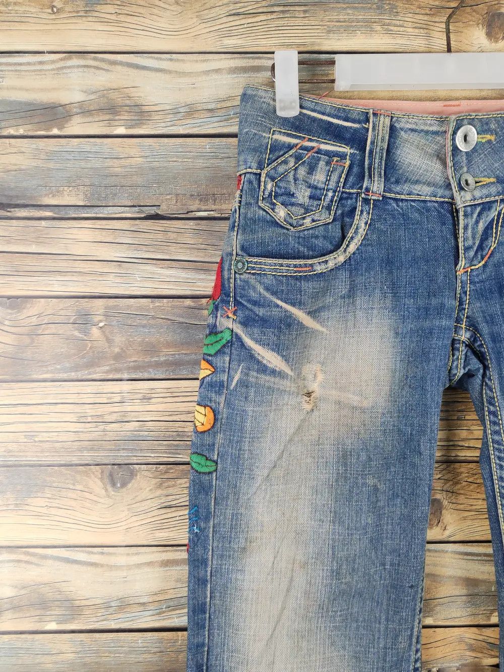 Japanese Brand Red Pepper Dark Blue Distressed Ripped Jeans #W1489 Size 26" / US 2 / IT 38 - 20 Thumbnail