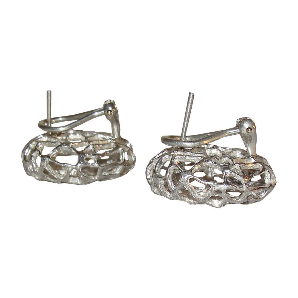 Designer Sterling Abstract Webbed Cut Out Earrings Size ONE SIZE - 2 Thumbnail