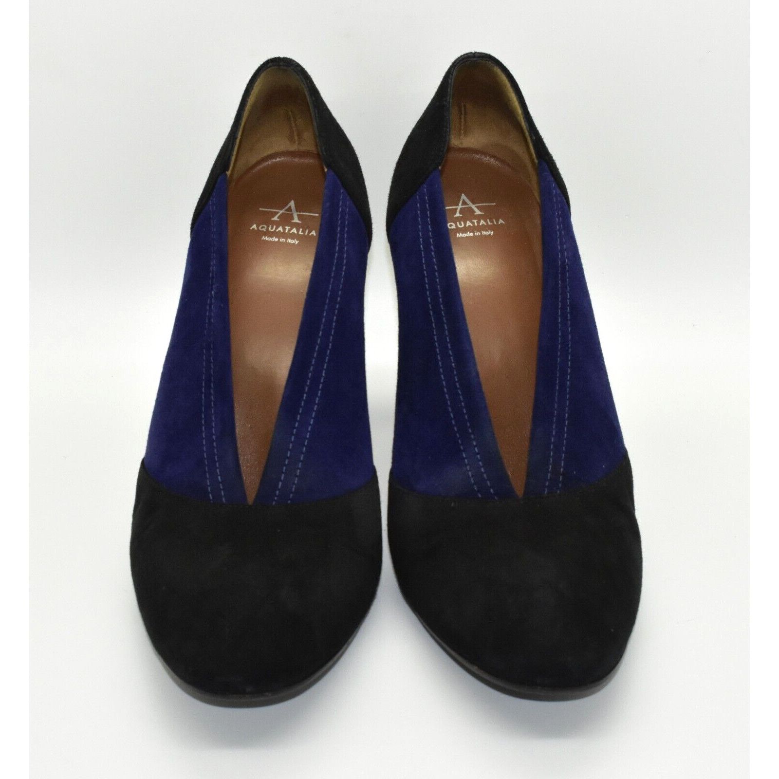 Aquatalia AQUATALIA Black Blue Colorblock Suede Block Heel Shoes Sz 10 Size US 10 / IT 40 - 3 Thumbnail