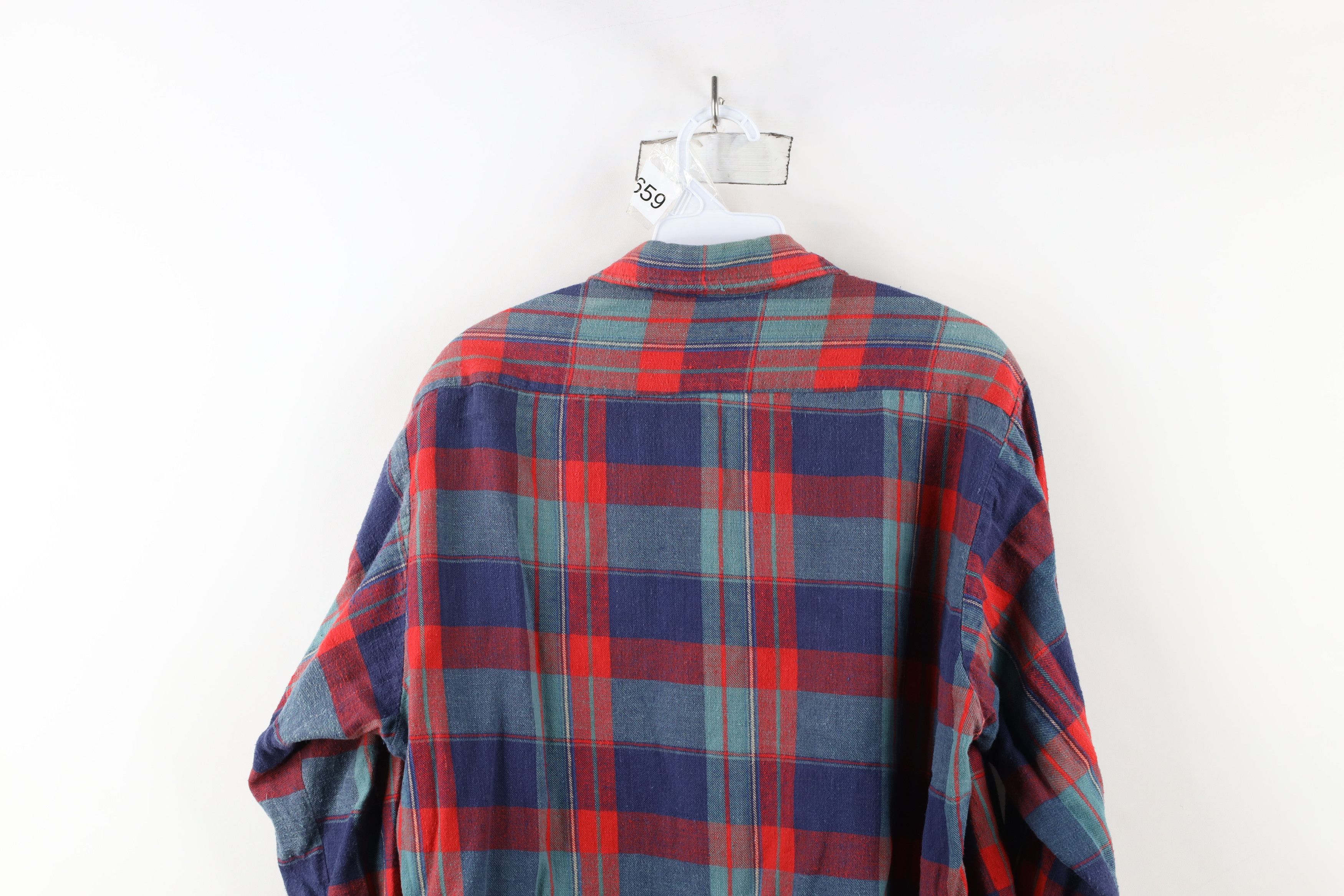 Vintage Vintage 70s Streetwear Faded Plaid Flannel Button Shirt Size US L / EU 52-54 / 3 - 12 Thumbnail
