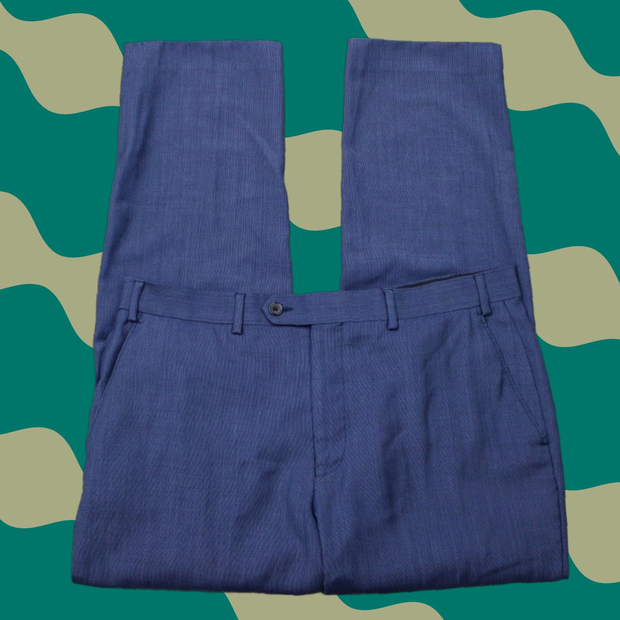 Ralph Lauren LAUREN Ralph Lauren Pants Mens 36x30 Flat Front Wool/Poly Blue Stretch Dress Pants Regular Straight/Classic 90s Theme Mens Size US 36 / EU 52 - 1 Thumbnail