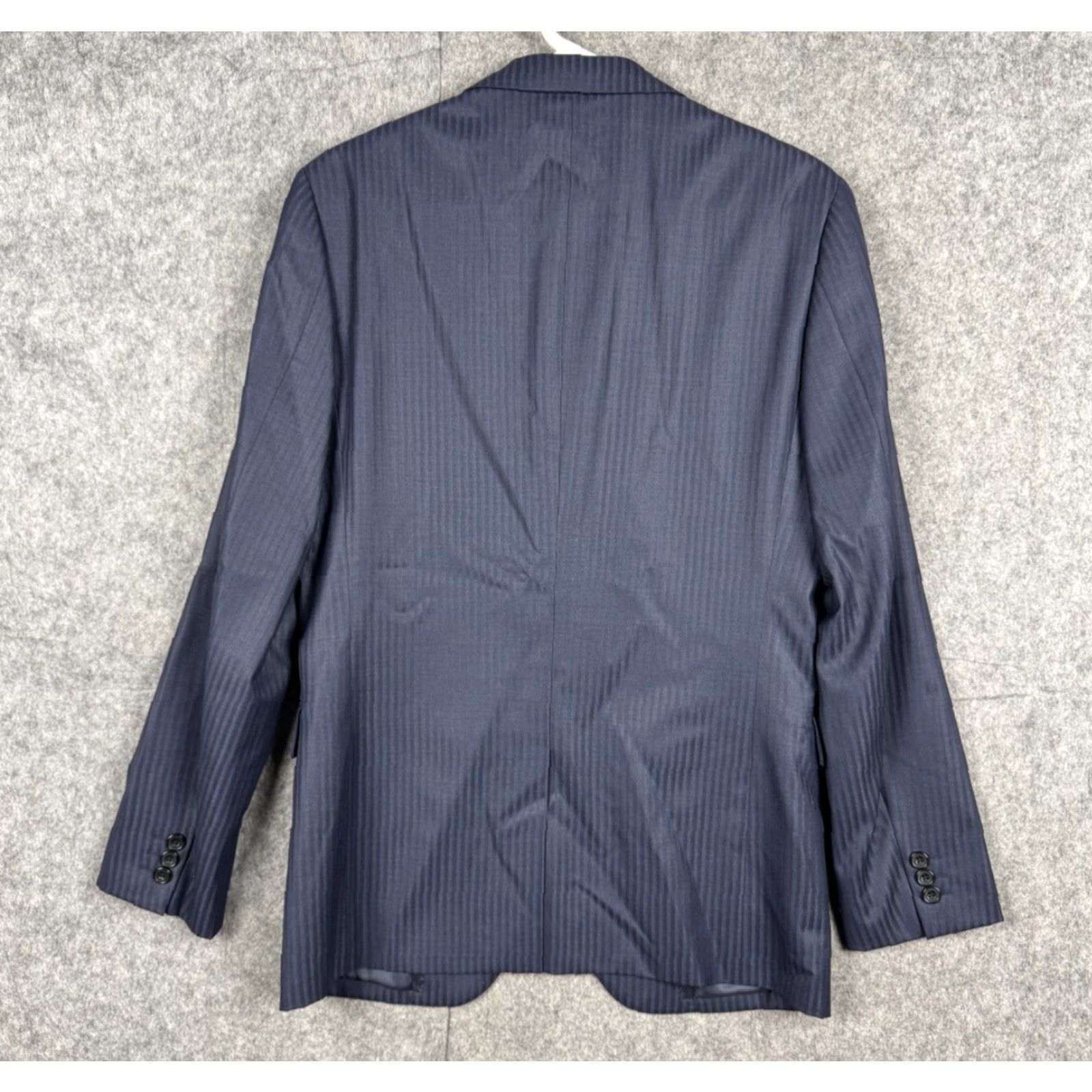 Vintage Takeo Kikuchi Blazer Jacket Men XL Blue Striped Wool Blend 2-Button Japan Size 46R - 4 Thumbnail