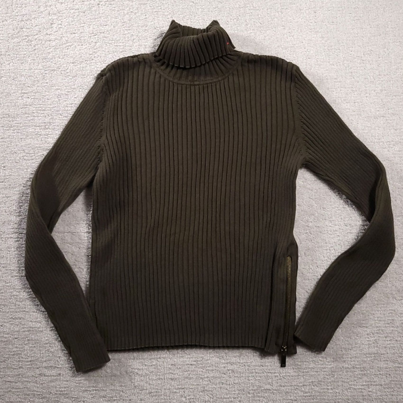 Tommy Hilfiger Tommy Hilfiger Sweater Women's XL Long Sleeve Side Zip Turtleneck Ribbed Shirt Green Size XL / US 12-14 / IT 48-50 - 2 Thumbnail