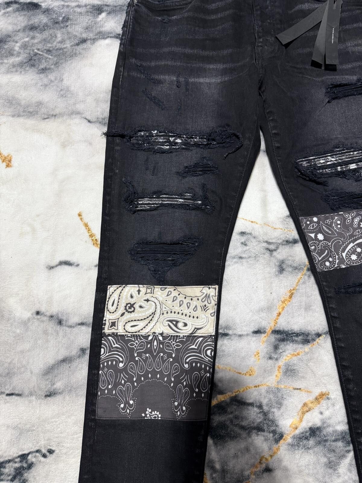 Amiri Amiri Bandana Artpatch Black NEW - Sz31 Size US 31 - 2 Thumbnail