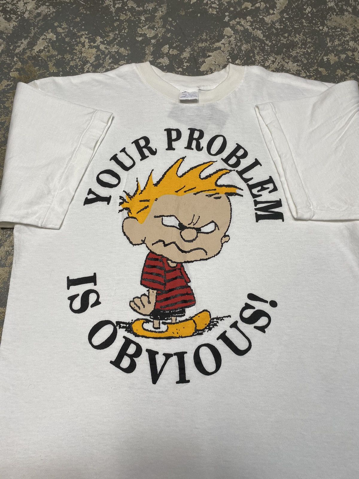 Japanese Brand × Vintage Vintage Calvin And Hobbes Your Problem Is Obvious 90s Tshirt Size US L / EU 52-54 / 3 - 3 Thumbnail