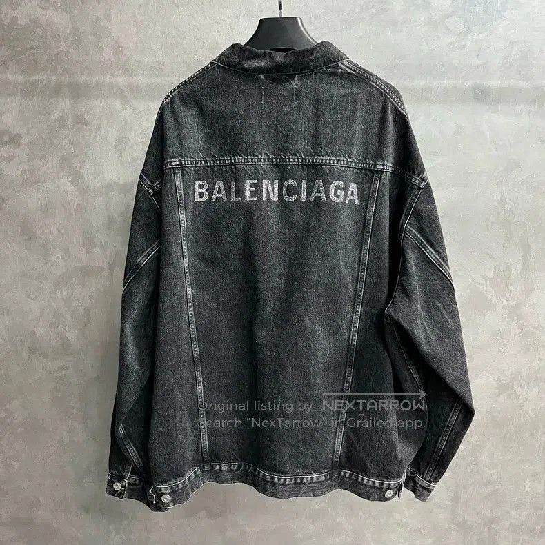 Balenciaga Balenciaga Black Denim Jacket with Diamonds. Size US M / EU 48-50 / 2 - 6 Thumbnail