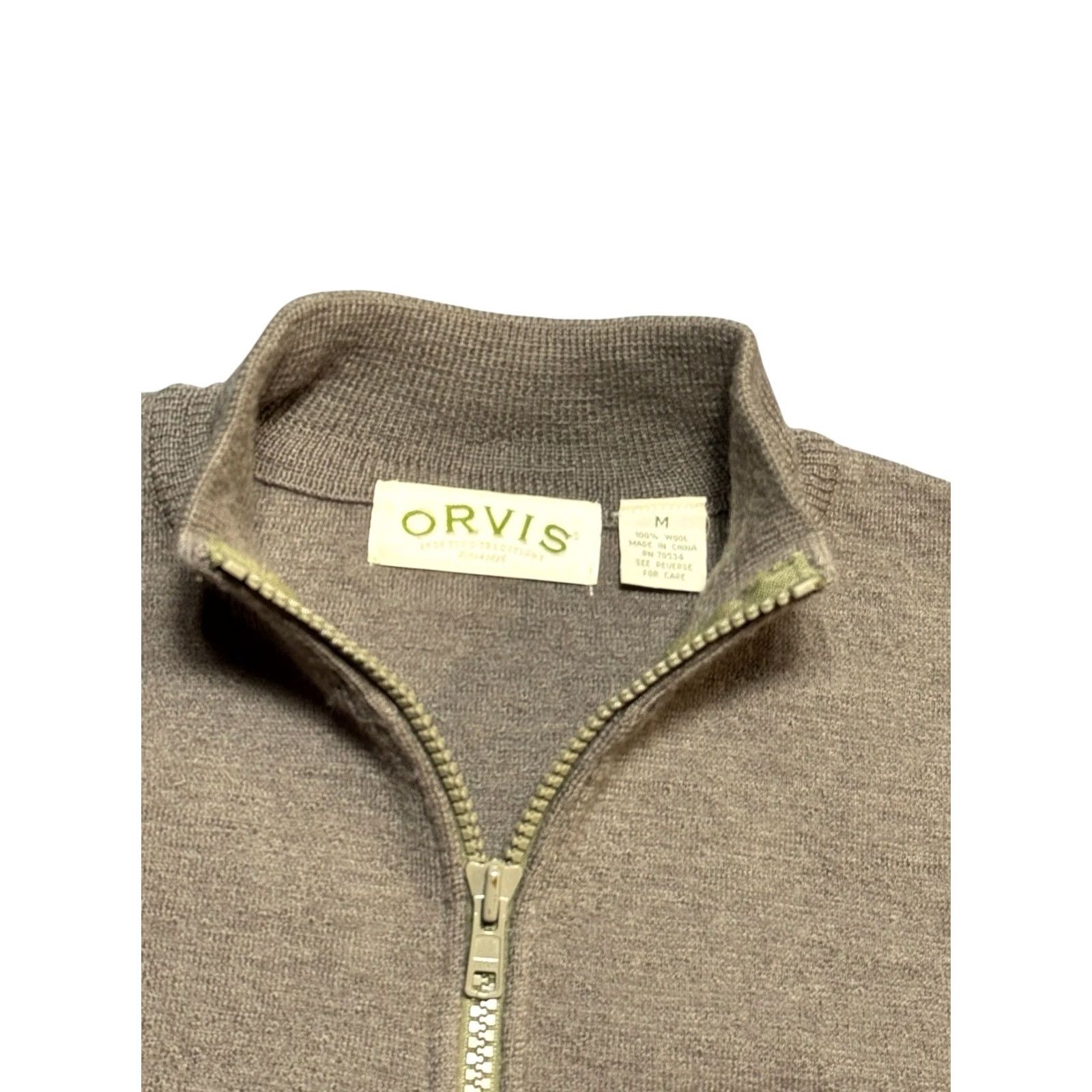 Orvis Orvis Quarter 1/4 Zip Sweater Mens Sz M Wool Brown Knit Fleece Pullover Size US XL / EU 56 / 4 - 3 Thumbnail