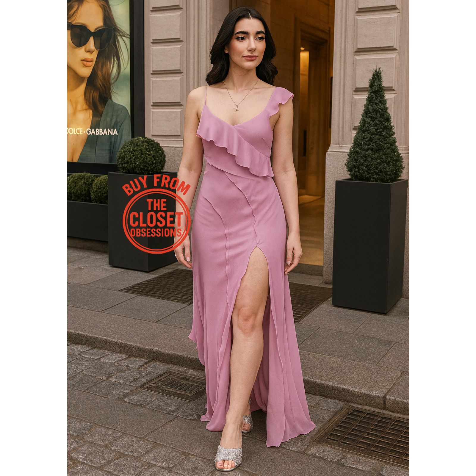 Mango MANGO Pink Ruffle Maxi Dress NWT Size M / US 6-8 / IT 42-44 - 6 Thumbnail