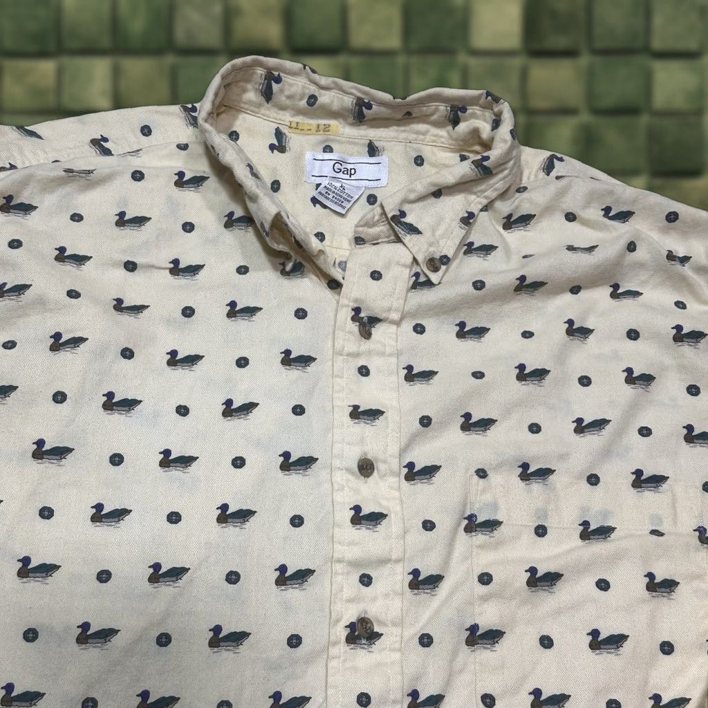 Gap VINTAGE Gap Button-Up Shirt Mens XL Yellow Duck AOP Hong Kong 80s Preppy Military Classic Casual Size US XL / EU 56 / 4 - 1 Thumbnail