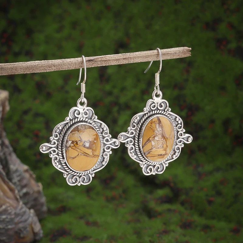 Jewelry × Vintage Exquisite Oval Gemstone Earrings Size ONE SIZE - 1 Thumbnail