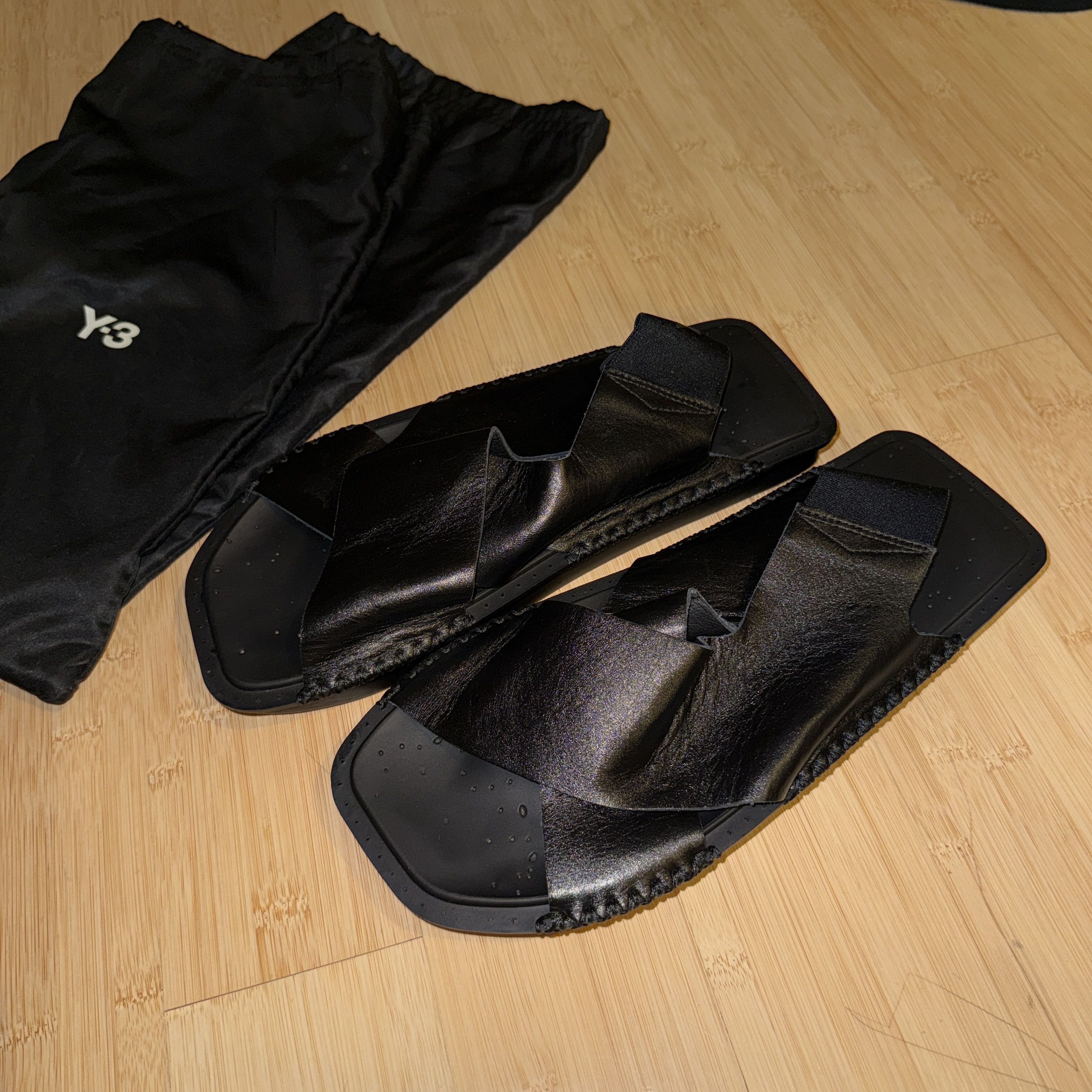 Y-3 Yohji Yamamoto Y-3 Black Leather Sandals | Grailed