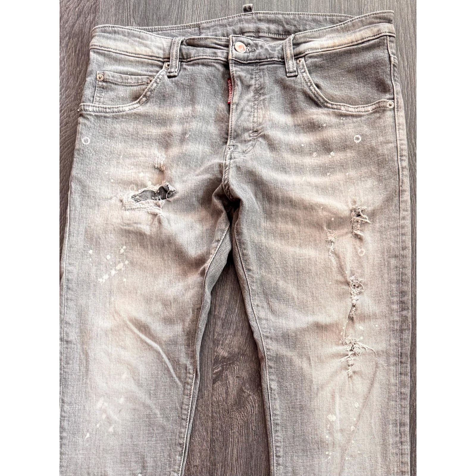 Dsquared2 Dsquared 2 Gray Washed Painted Denim Jeans Size US 34 / EU 50 - 3 Thumbnail