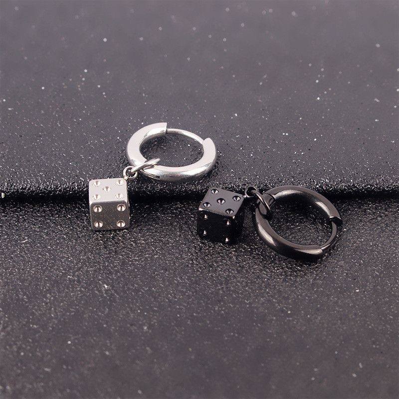Jewelry × Sterling Silver Dice One pairs Matchless Earrings Gothic Punk Jewelry Spike Size ONE SIZE - 2 Thumbnail
