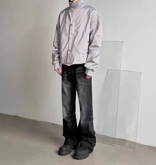 Japanese Brand VIBE Street vintage washed black cracked wide leg jeans Size US 32 / EU 48 - 6 Thumbnail