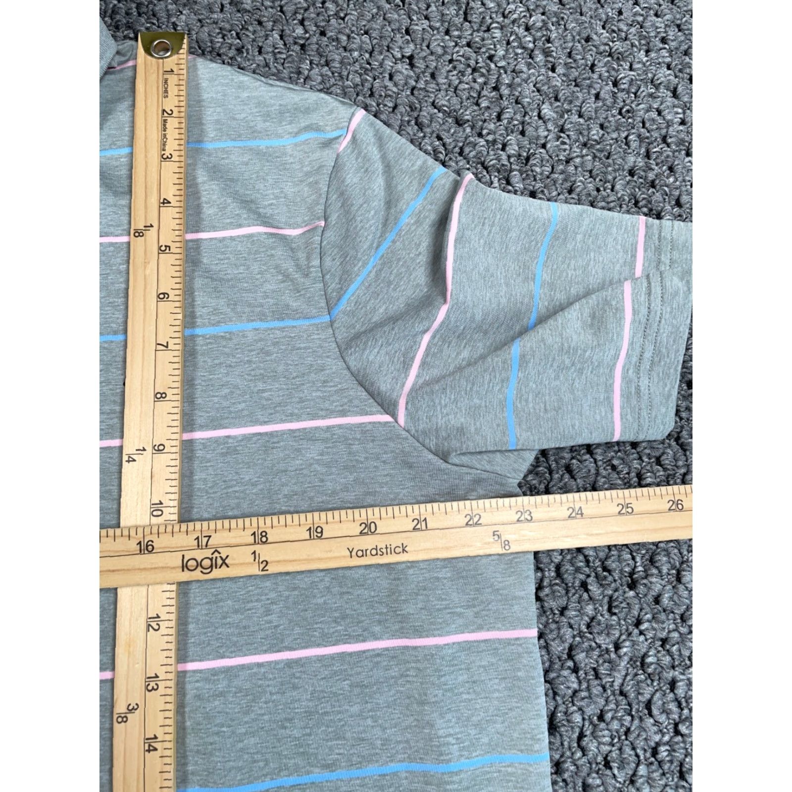 Polo Ralph Lauren Polo Ralph Lauren Performance Shirt Striped Adult Large Gray Pink Lightweight Short Sleeve Polo Mens Size US L / EU 52-54 / 3 - 6 Thumbnail