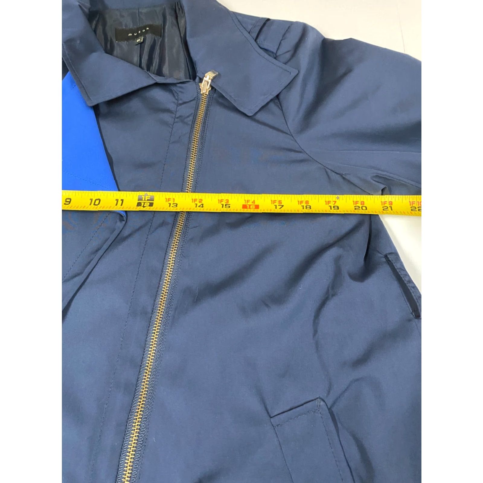 Vintage Muzak Womens Jacket XL Blue Full Zip Coat Style Trench Fur Trim Retro Winter Travel Dress? Size XL / US 12-14 / IT 48-50 - 5 Thumbnail
