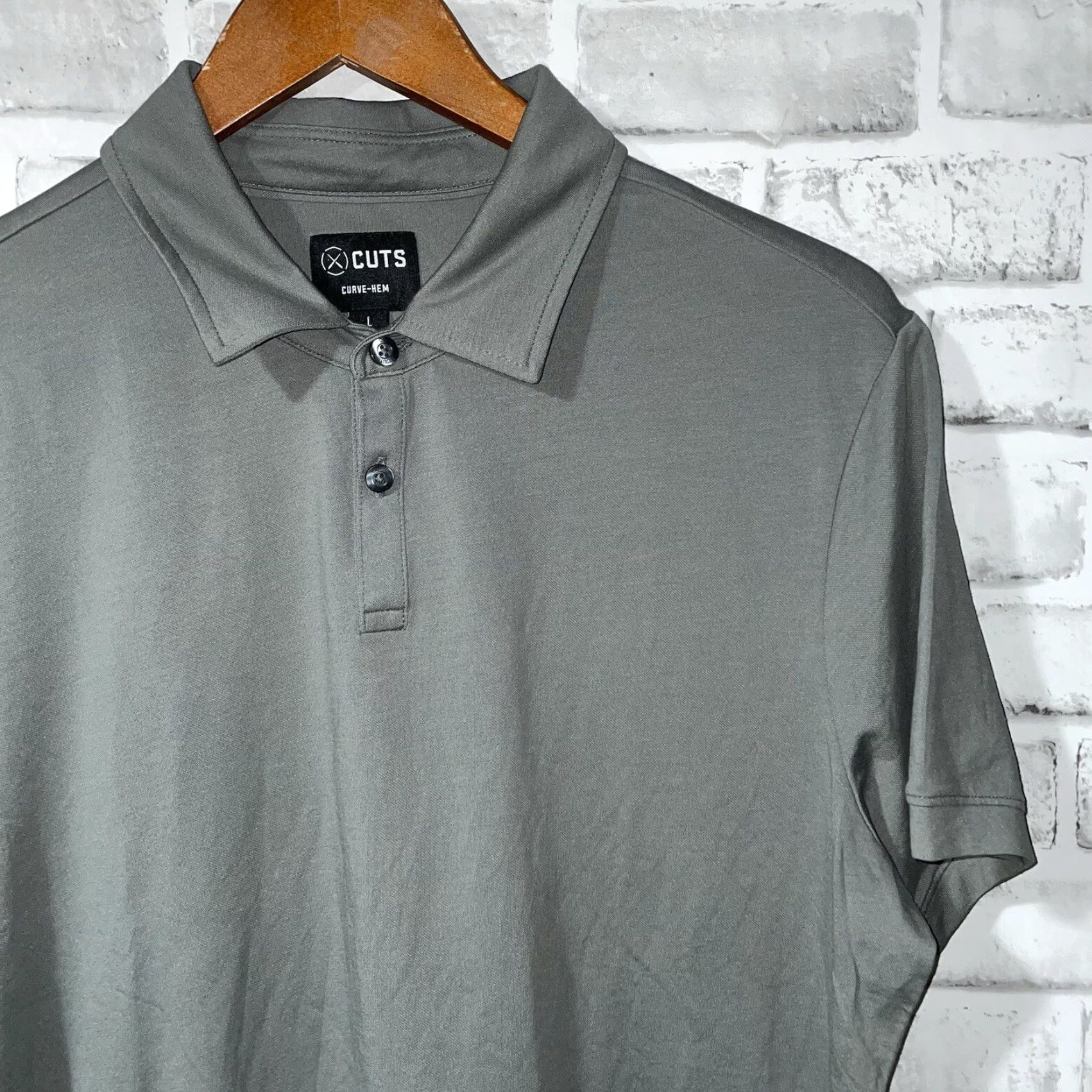 Cuts Cuts Polo Shirt Gray Pima Cotton Blend Curve-Hem Mens L Size US L / EU 52-54 / 3 - 2 Thumbnail