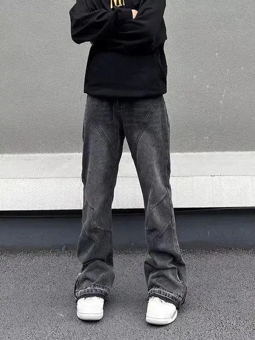 Japanese Brand × Jean Retro street grunge washed zippered micro-flare jeans Size US 32 / EU 48 - 3 Thumbnail