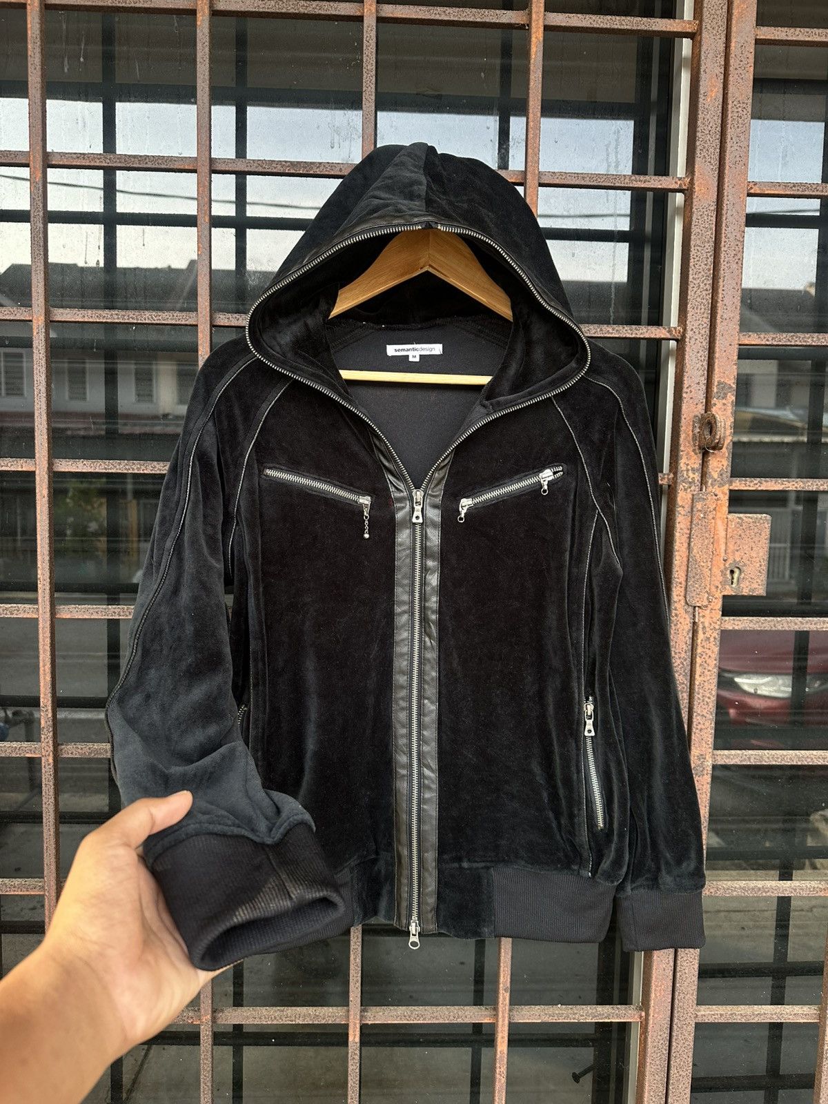 semanticdesign 👹Semanticdesign Velvet Black Hooded Jacket Size US M / EU 48-50 / 2 - 2 Thumbnail
