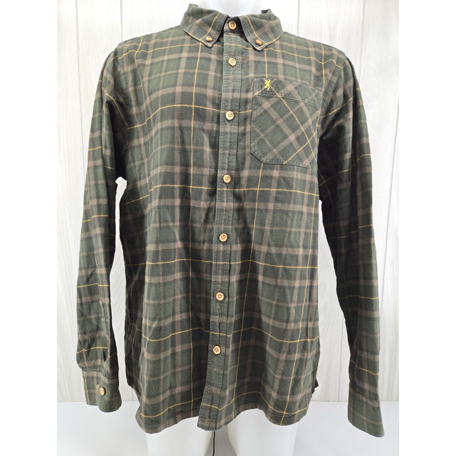 Vintage Browning Hunting Shirt Button-Down Plaid Green XL Mens Button Up Collared Long Sleeve Size US XL / EU 56 / 4 - 3 Thumbnail