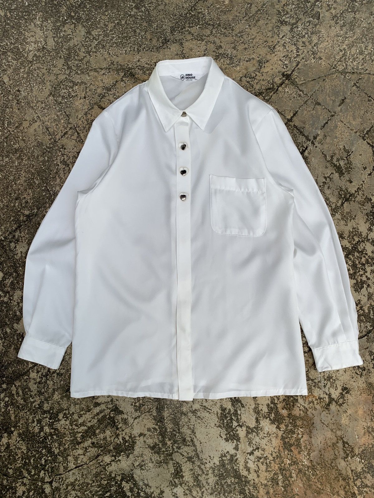 Japanese Brand 2000s Jino House Japan White Love Button up Office Shirt Size M / US 6-8 / IT 42-44 - 1 Thumbnail