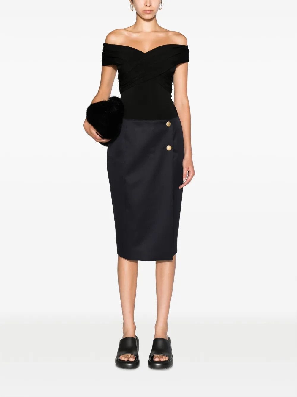 Givenchy o1y0925 Midi Skirt in Midnight Blue Size 28" / US 6 / IT 42 - 5 Thumbnail