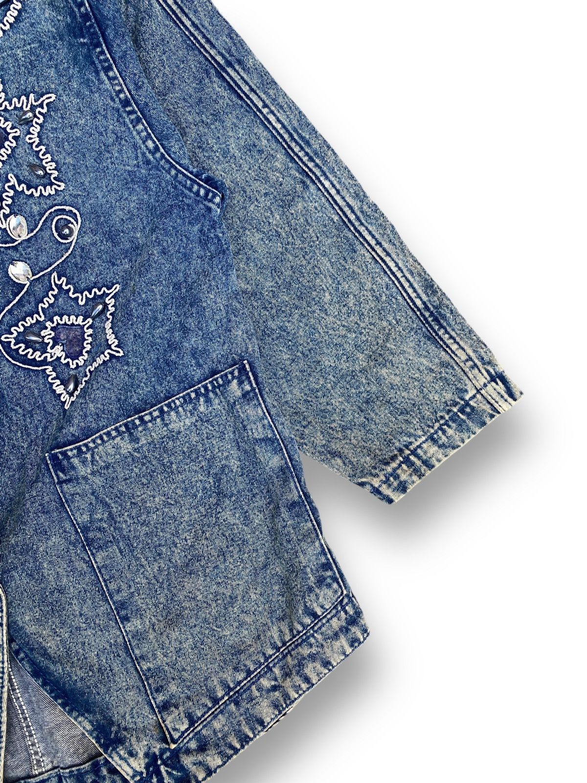 Japanese Brand × Vintage Vintage Denim Floral Embroidery Chore Jacket. #D5 Size L / US 10 / IT 46 - 5 Thumbnail