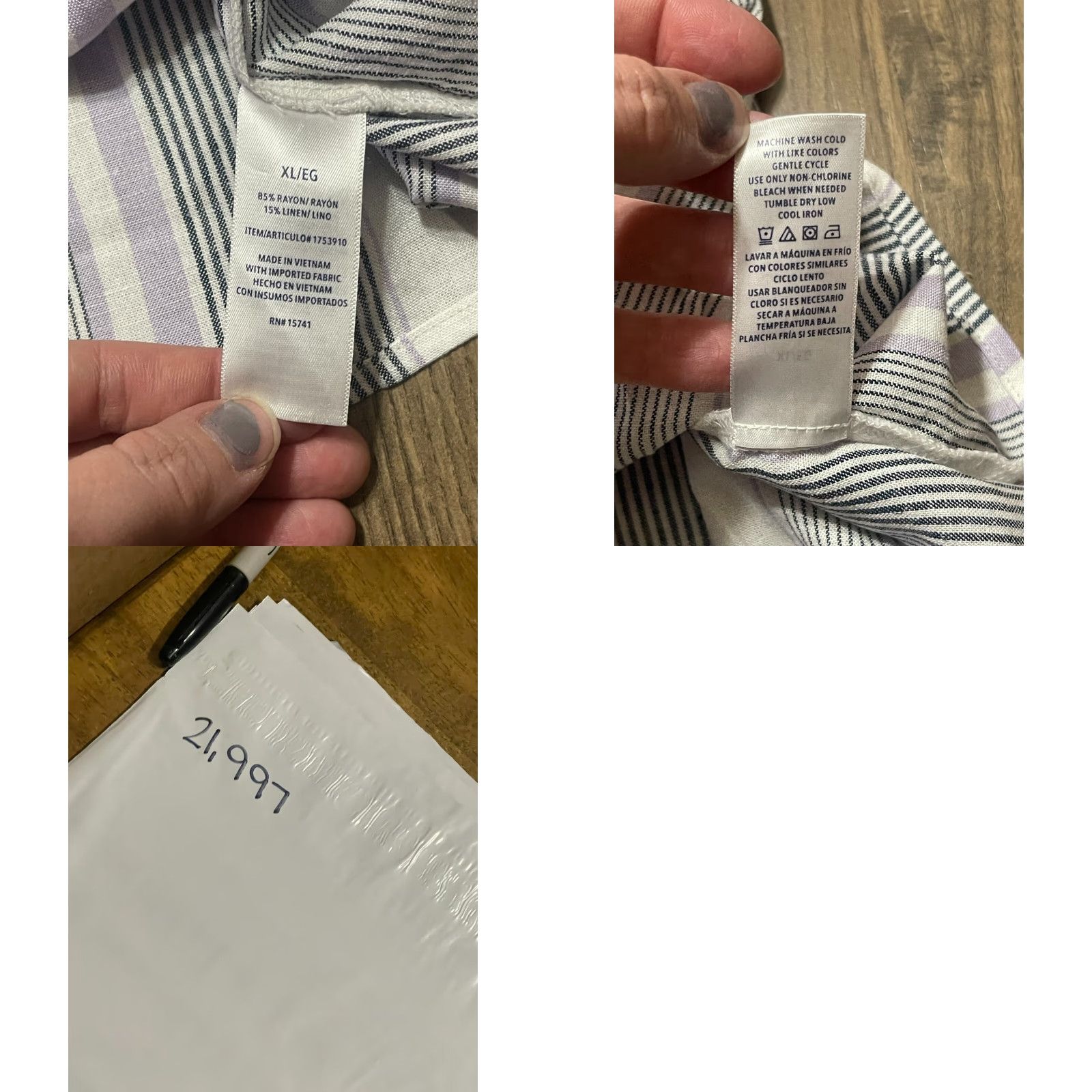 Splendid Splendid Shirt Women's XL Gray White Striped V-neck NWT Size XL / US 12-14 / IT 48-50 - 9 Thumbnail