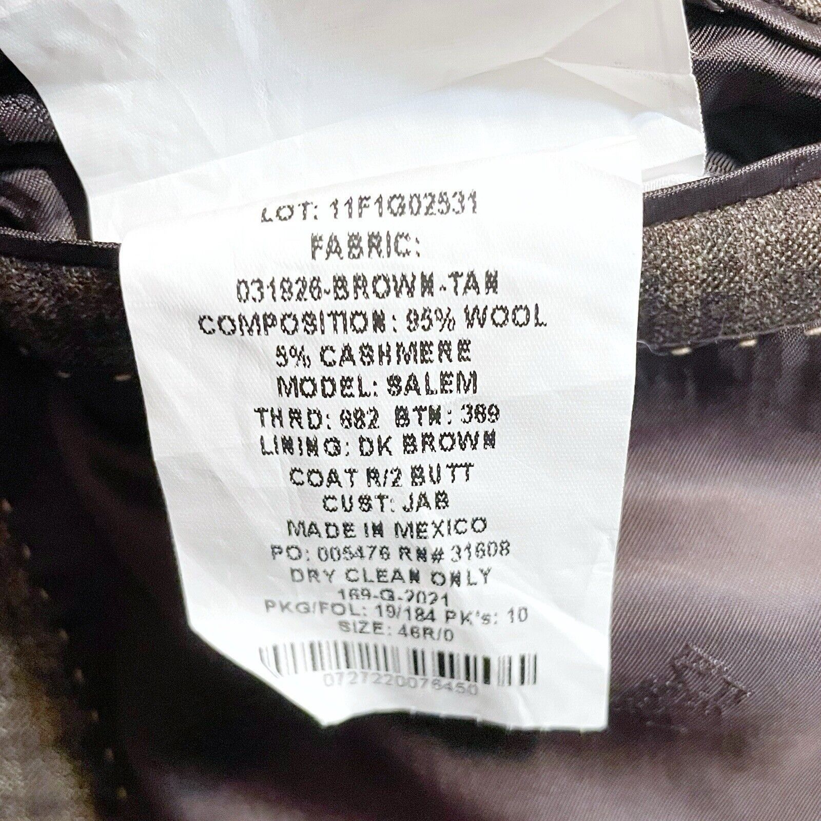 Jos. A. Bank Jos A Bank Reserve Wool Cashmere Brown Blazer Sport Coat 46R Size 46R - 7 Thumbnail