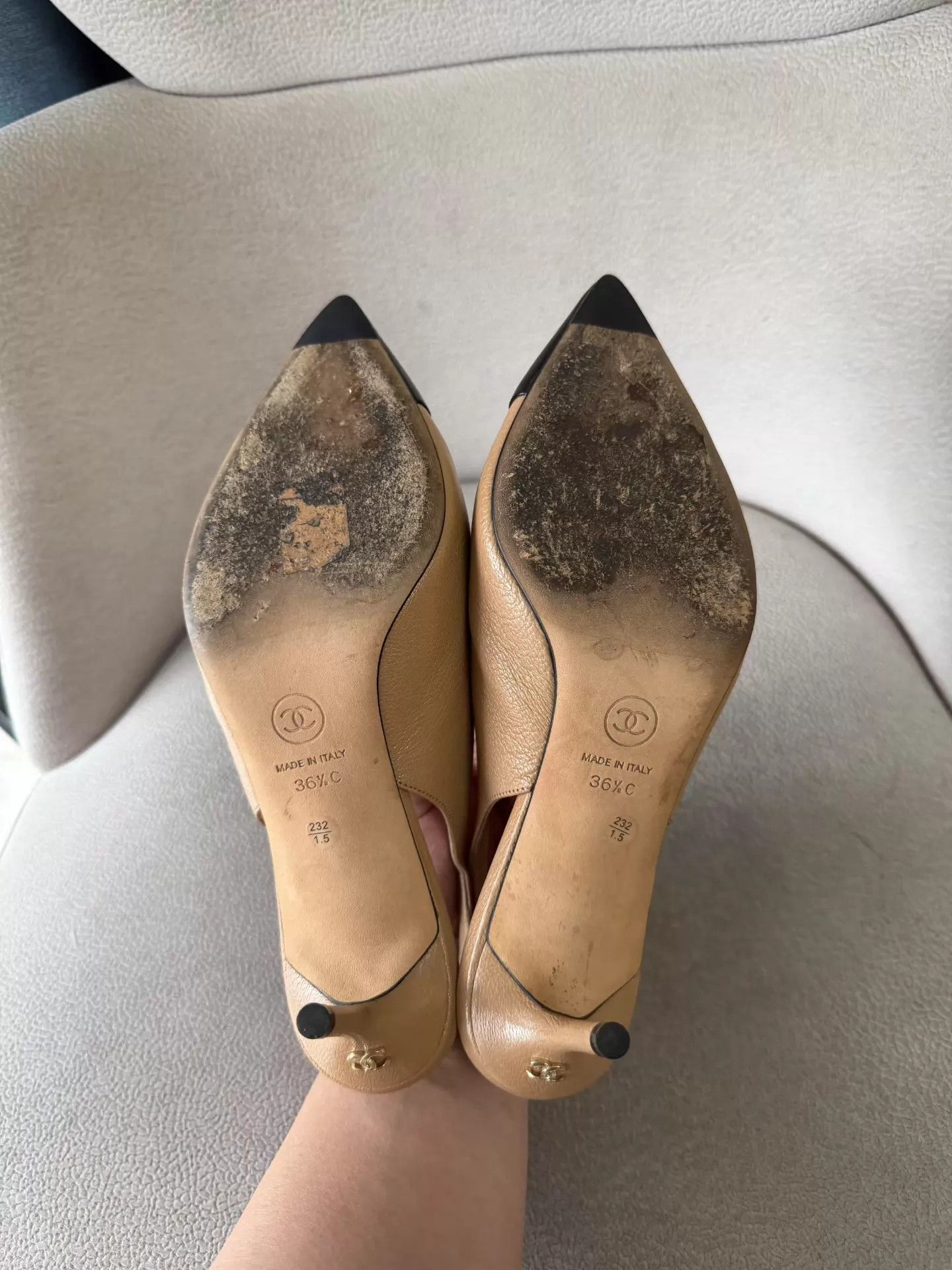 Chanel Chanel beige leather black pointed cat heel flats Size US 6 / IT 36 - 5 Thumbnail