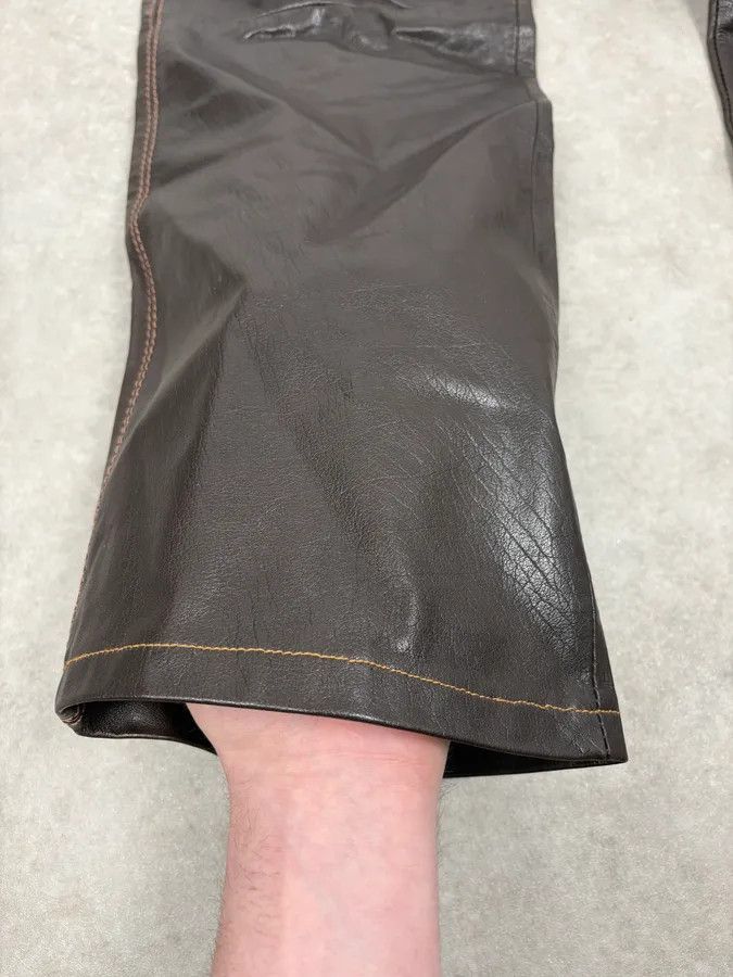 Vintage 1990s Gianni Versace Brown Leather Biker Pants Size US 32 / EU 48 - 9 Thumbnail