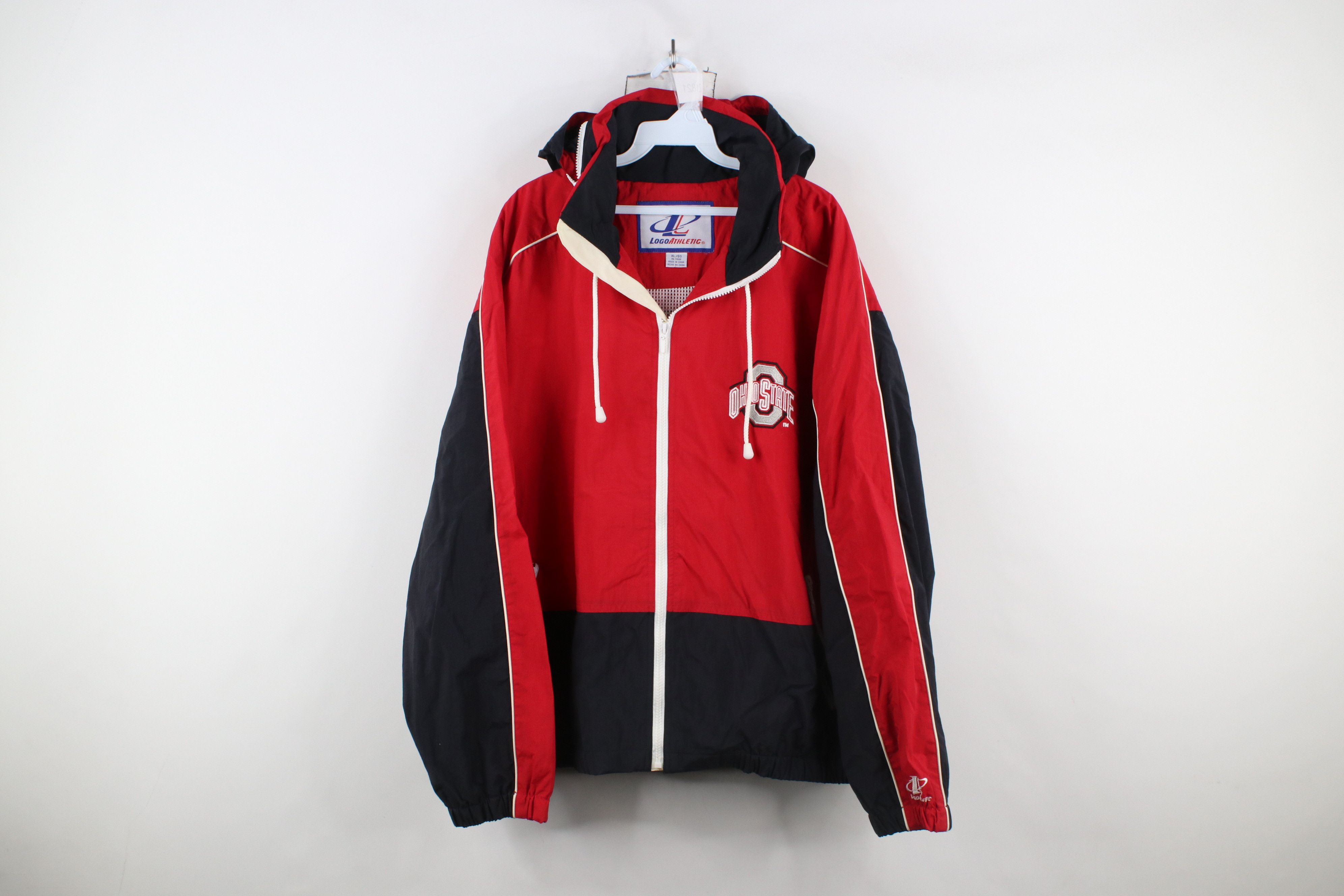 Vintage Vintage 90s Ohio State University Hooded Windbreaker Jacket Size US XL / EU 56 / 4 - 1 Thumbnail