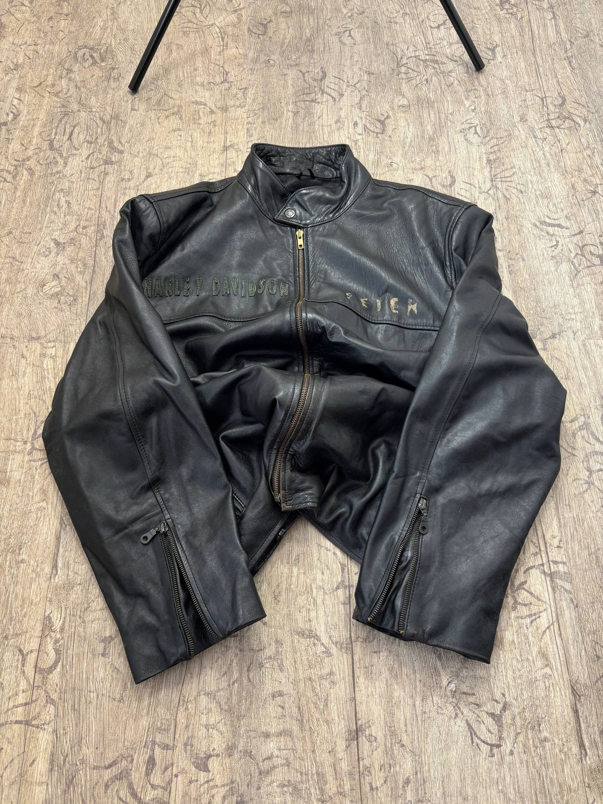 90s HARLEY DAVIDSON 2-SIDE FADE LEATHER JACKET