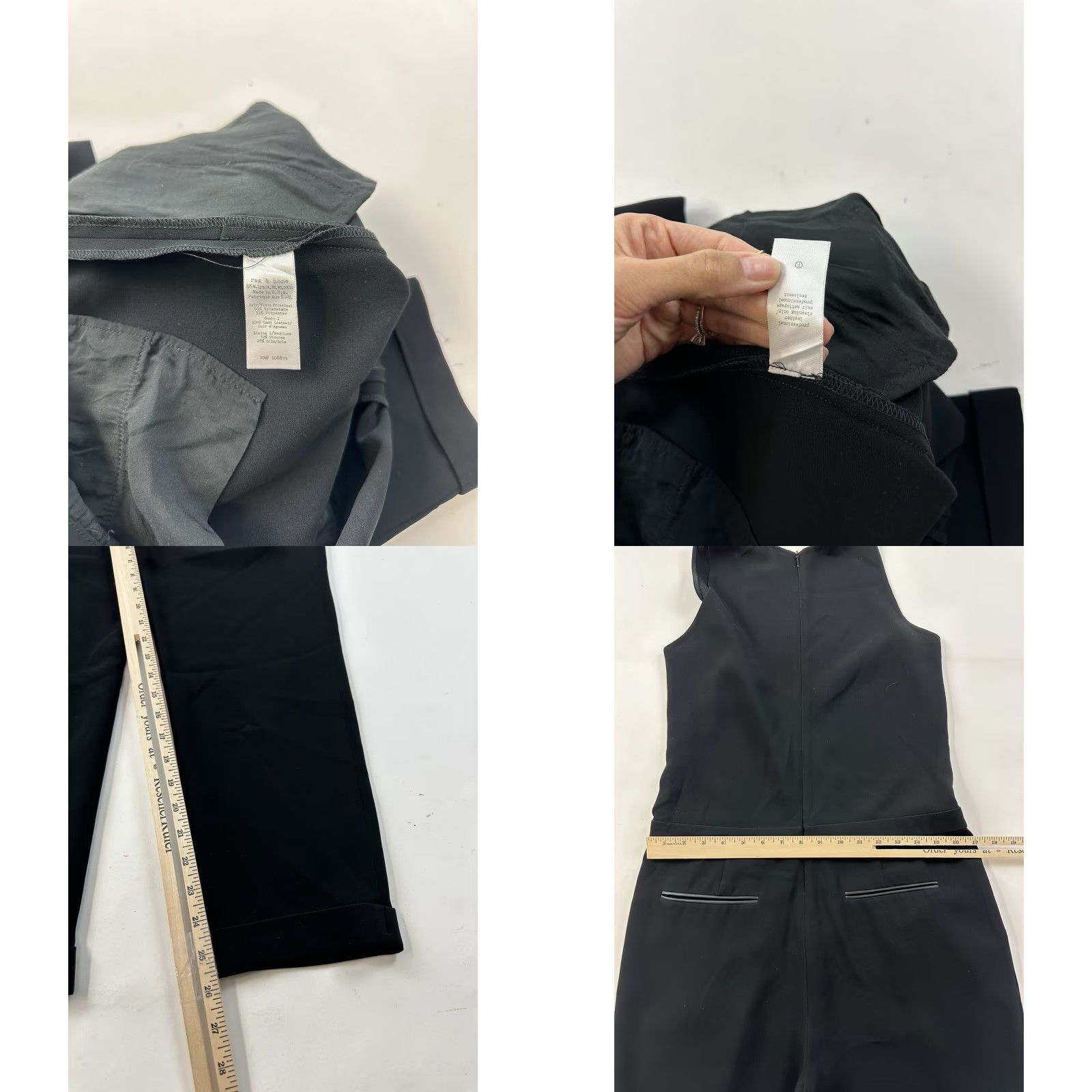 Bones Rag And Bone Jumpsuit Women’s 10 Leather Detail Sleeveless High Neck Key Hole Front Pockets Black Solid Dress/One-Piece Casual Workwear Party/Cocktail Size 32" / US 10 / IT 46 - 8 Thumbnail