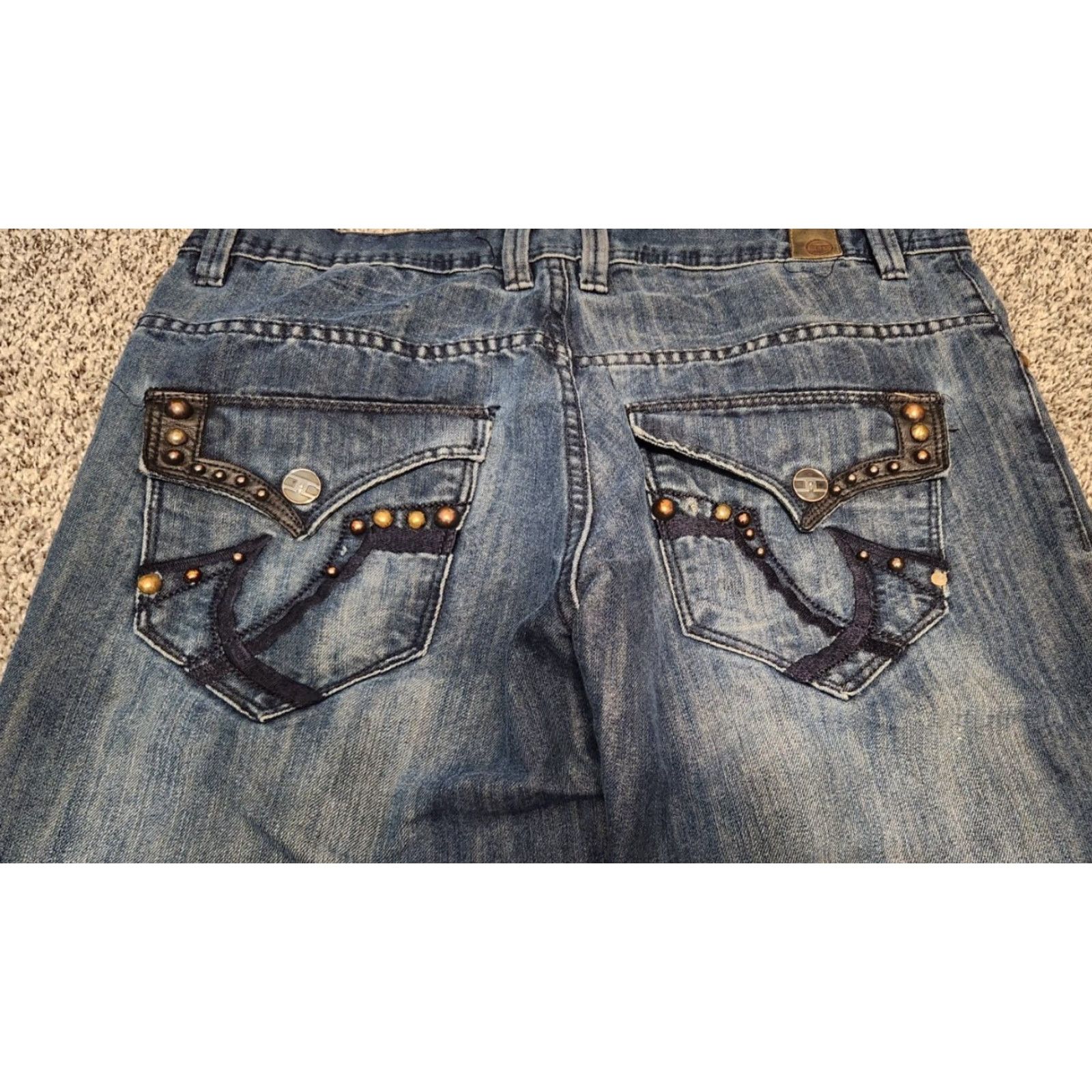 Jordan Craig Jordan Craig Jeans Blue Embroidered Distressed Wide-Leg 34x30 Denim Men Baggy Cotton Vintage? No Size US 34 / EU 50 - 2 Thumbnail