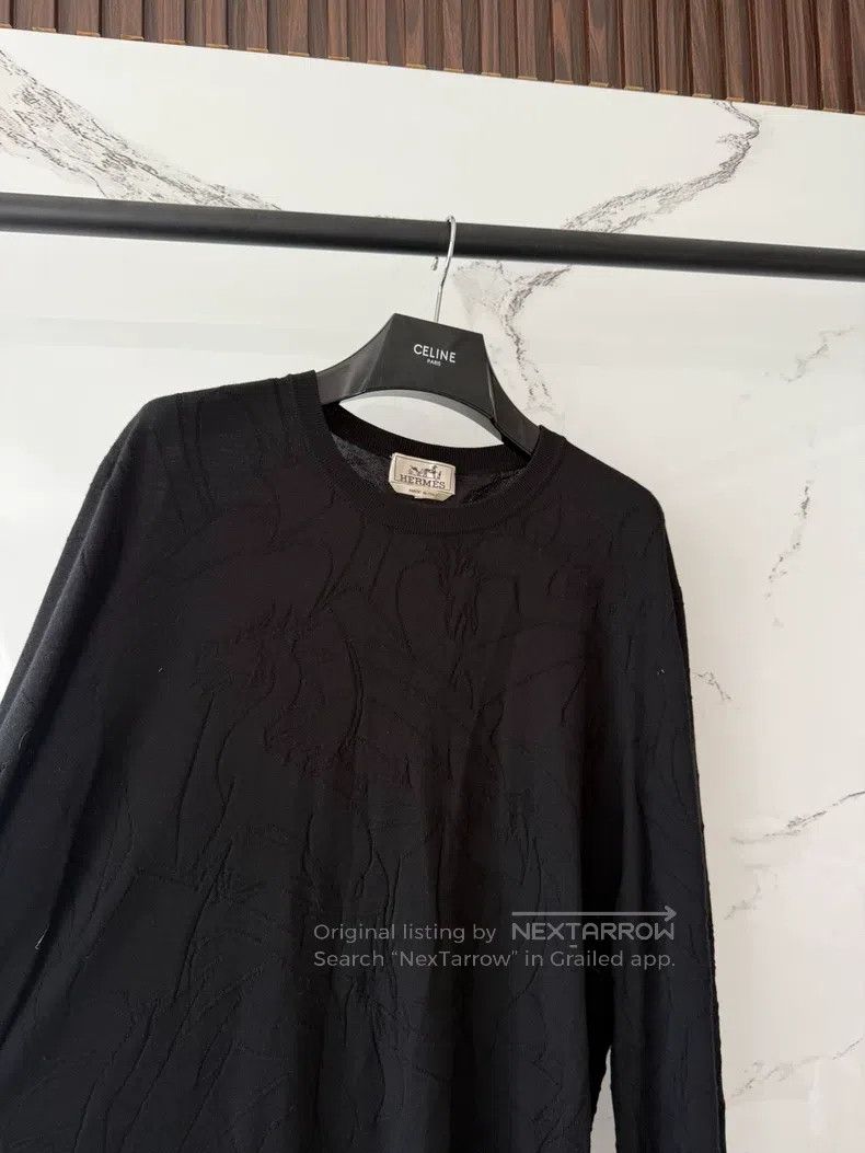 Hermes Hermes Black Textured Knit Long Sleeve Top Size US XL / EU 56 / 4 - 4 Thumbnail