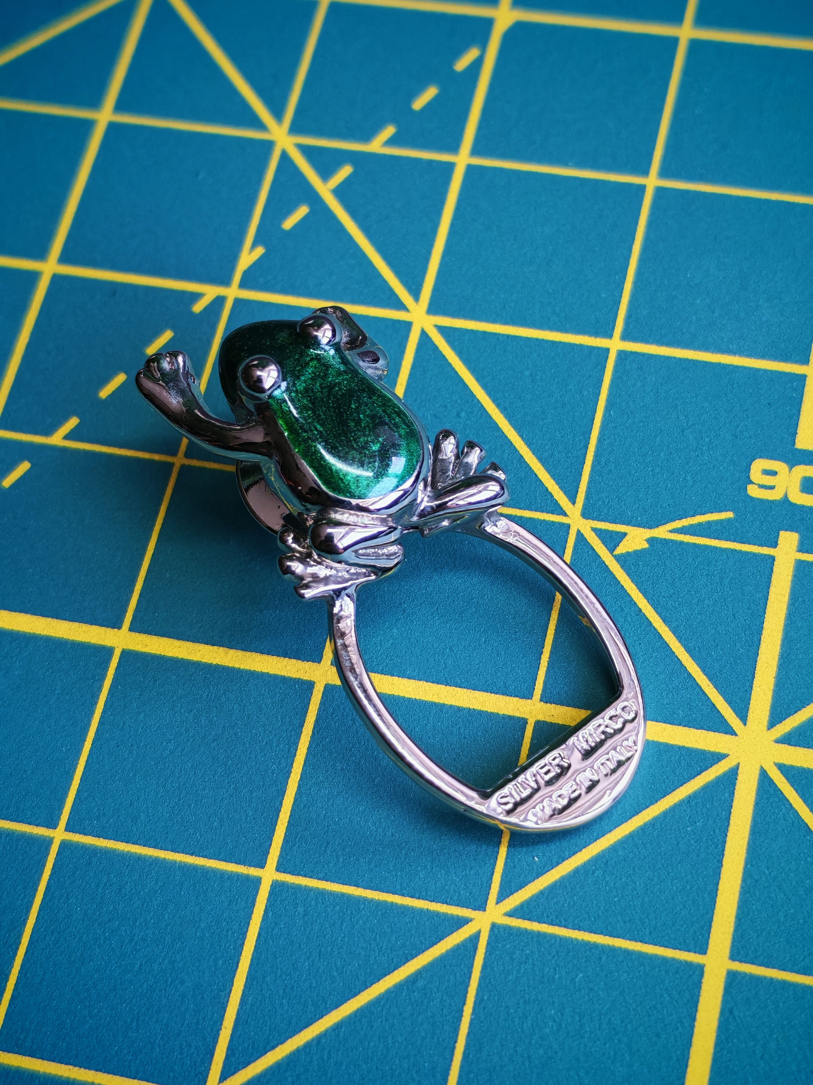 Vintage SILVER FROG GREEN 925 MIRCO MADE IN ITALY Size ONE SIZE - 1 Thumbnail