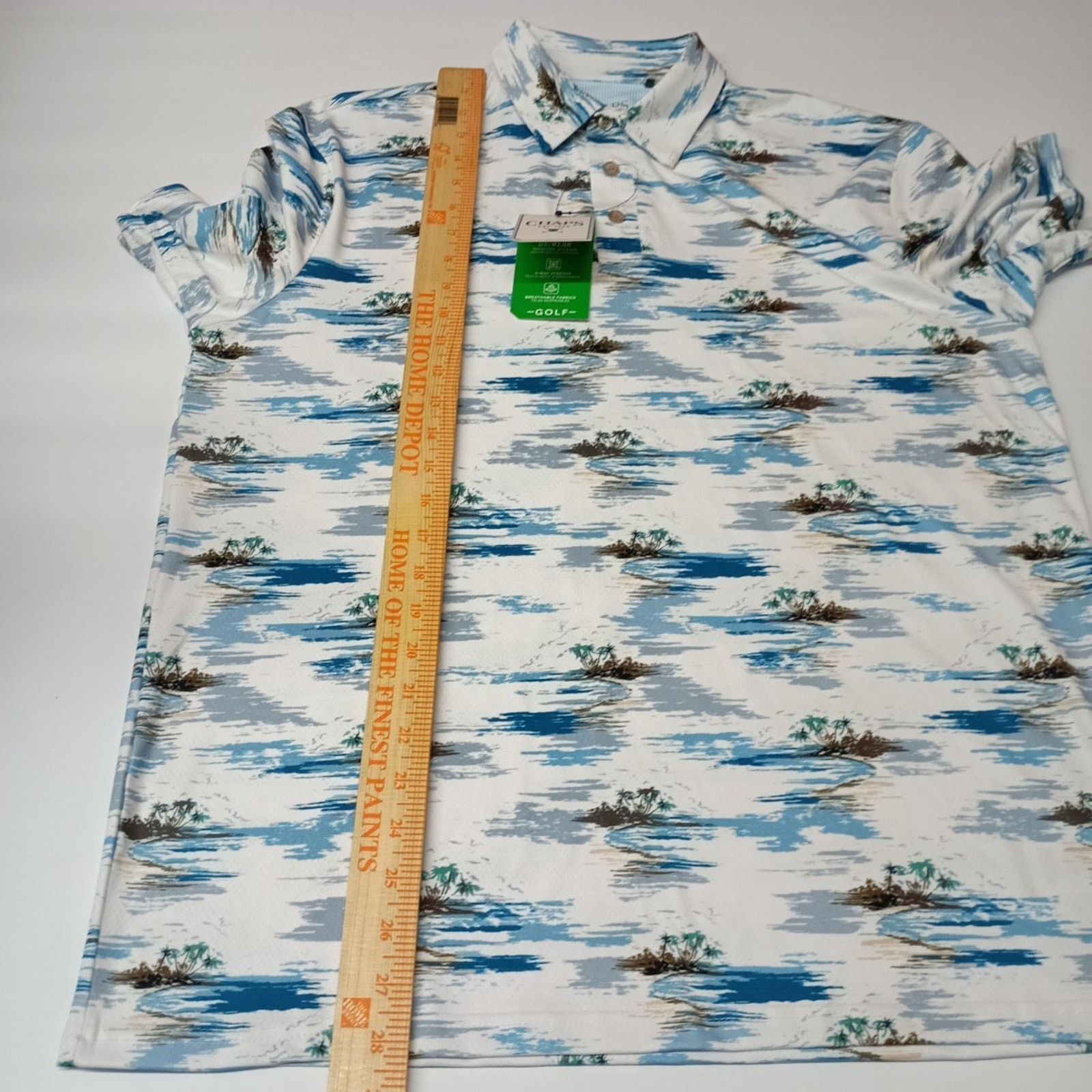 Chaps Chaps Printed Golf Polo Shirt Men's Size M White Stretch Size US M / EU 48-50 / 2 - 6 Thumbnail