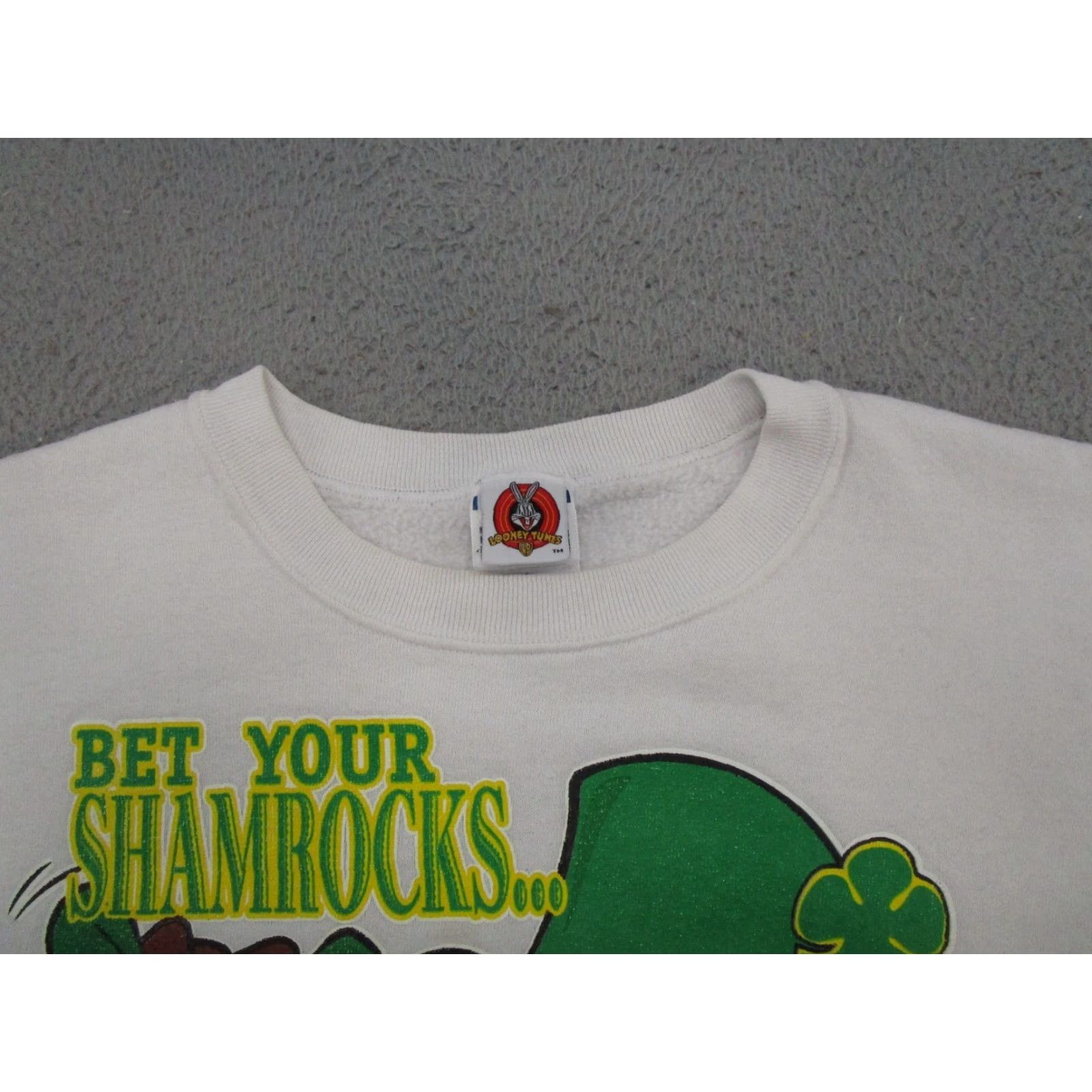 Vintage VTG 1997 TASMANIAN DEVIL Bet Your SHAMROCKS I'm LUCKY Sweatshirt 2X White Men Pullover Cotton Blend Hats? Size US XXL / EU 58 / 5 - 5 Thumbnail