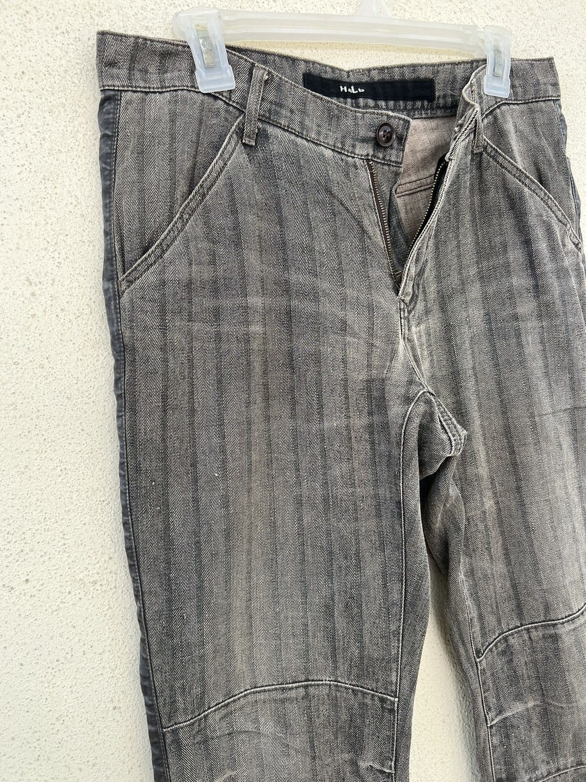 Kiminori Morishita Vintage Halb Japan Faded Border Stripe HBT Hem Flare Pant Size US 31 - 8 Thumbnail