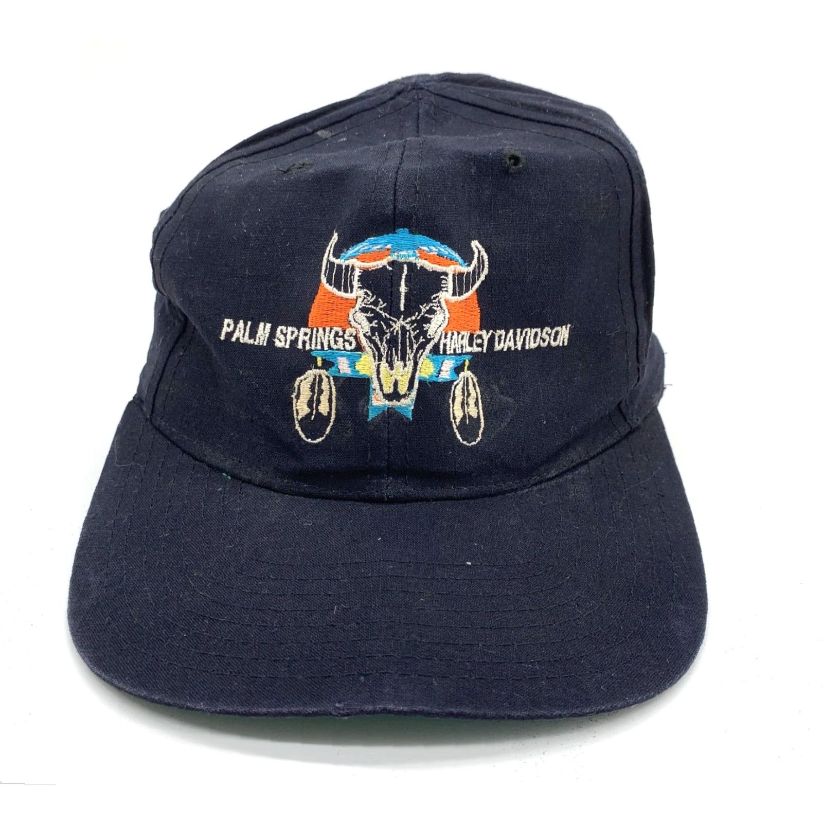 Harley Davidson VINTAGE Harley-Davidson Hat Skull Snap Back Mens Black Palm Springs One Size 90s Mens Hat Size ONE SIZE - 2 Thumbnail