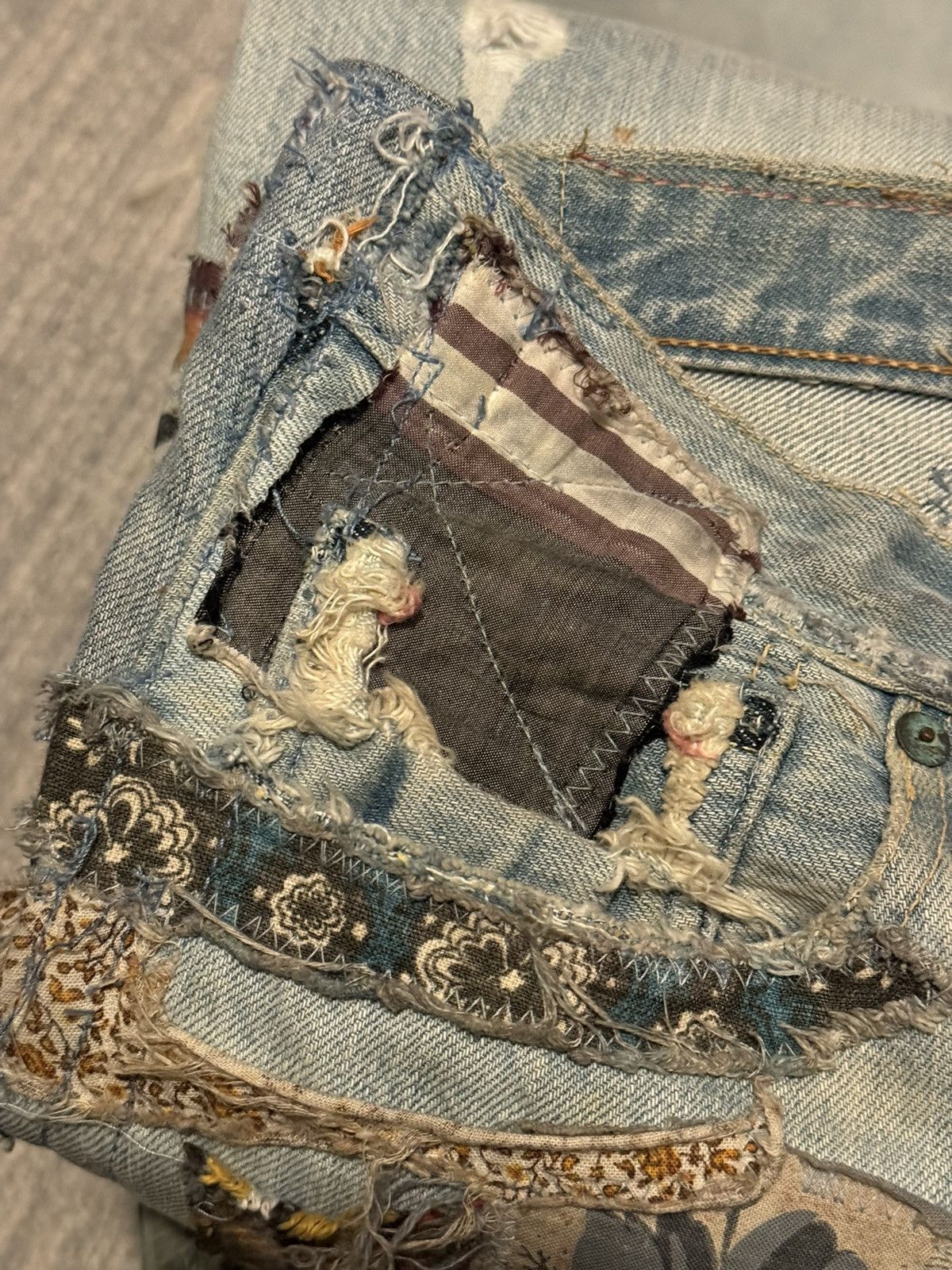 Kapital KAPITAL "Happy Patchwork Tapered" Denim Size US 30 / EU 46 - 16 Thumbnail