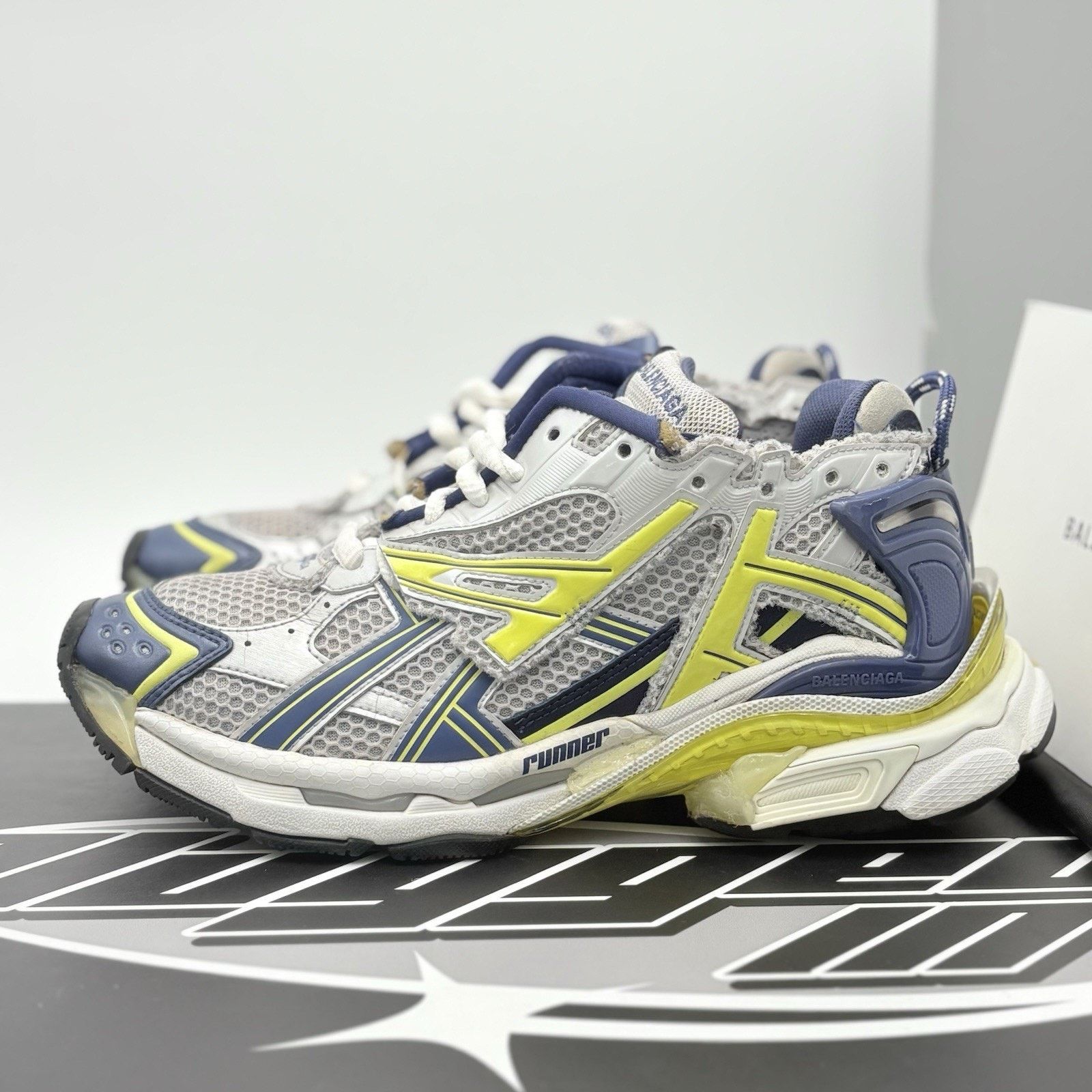 Balenciaga Balenciaga Runner ' White Blue Yellow ' | GOOD CONDITION! Size US 8 / EU 41 - 1 Thumbnail