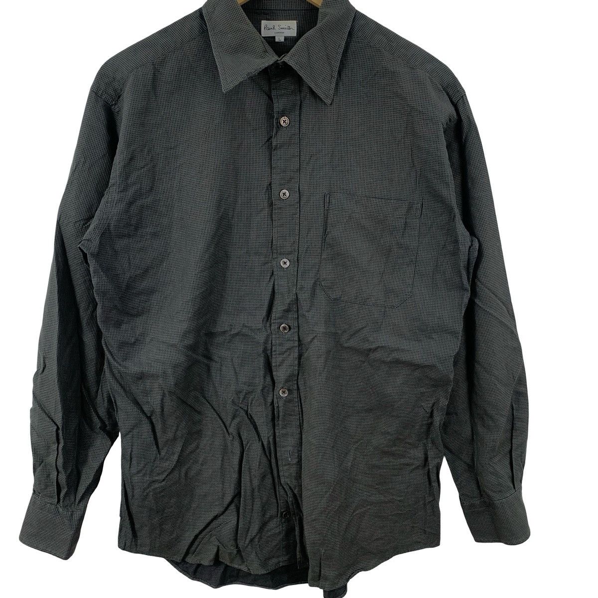 Paul Smith Vintage Paul Smith Charcoal Micro-Check Button-Up Minimalist Size US L / EU 52-54 / 3 - 6 Thumbnail