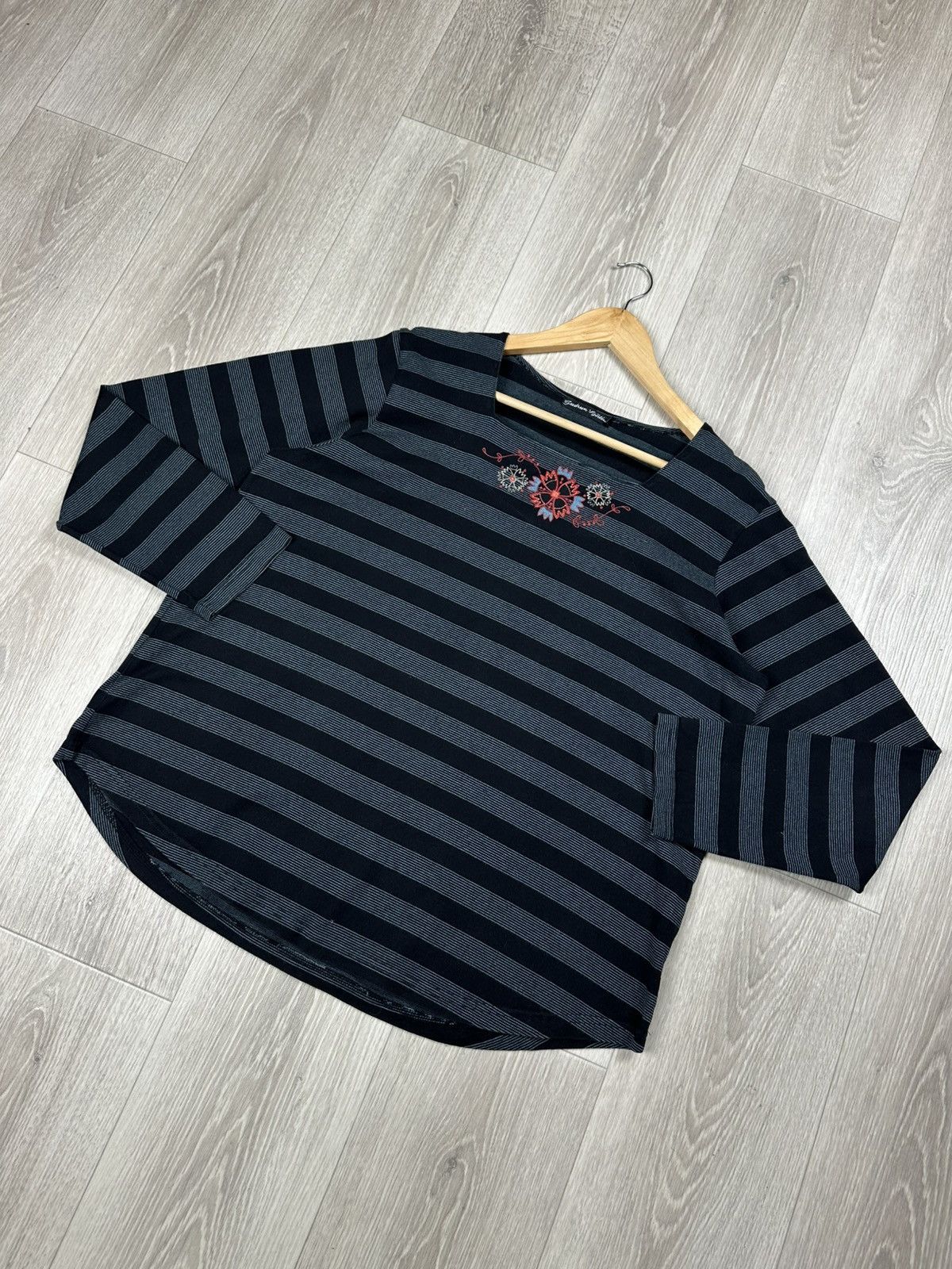Gudrun Sjoden Gudrun Sjoden Women Square Neck Embroidered Top Long Sleeve Size XL / US 12-14 / IT 48-50 - 3 Thumbnail
