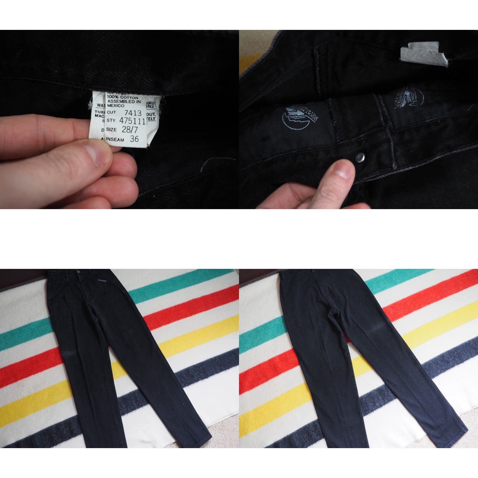 Vintage VINTAGE Rocky Mountain Denim Jeans 26x34 Black 80s 90s Glam Rock Womens" Size 26" / US 2 / IT 38 - 8 Thumbnail