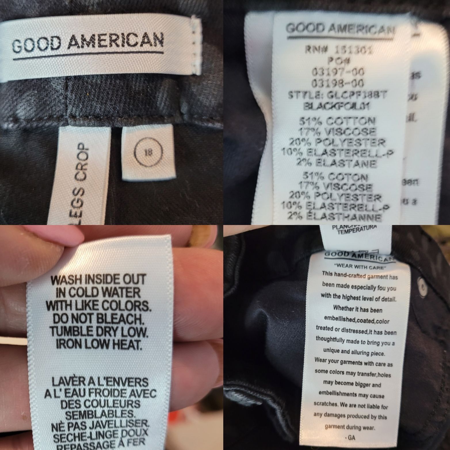 Good American Good American Good Legs Crop Jeans 18 Black High Rise Dot St Size 40" / US 18 - 3 Thumbnail