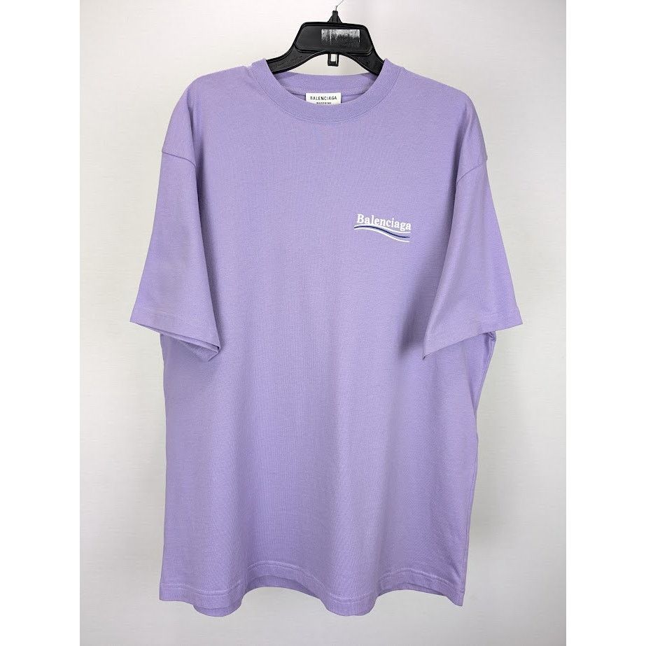 Balenciaga o1rshd1 Political Logo Large Fit T-Shirt in Light Purple Size US M / EU 48-50 / 2 - 1 Thumbnail