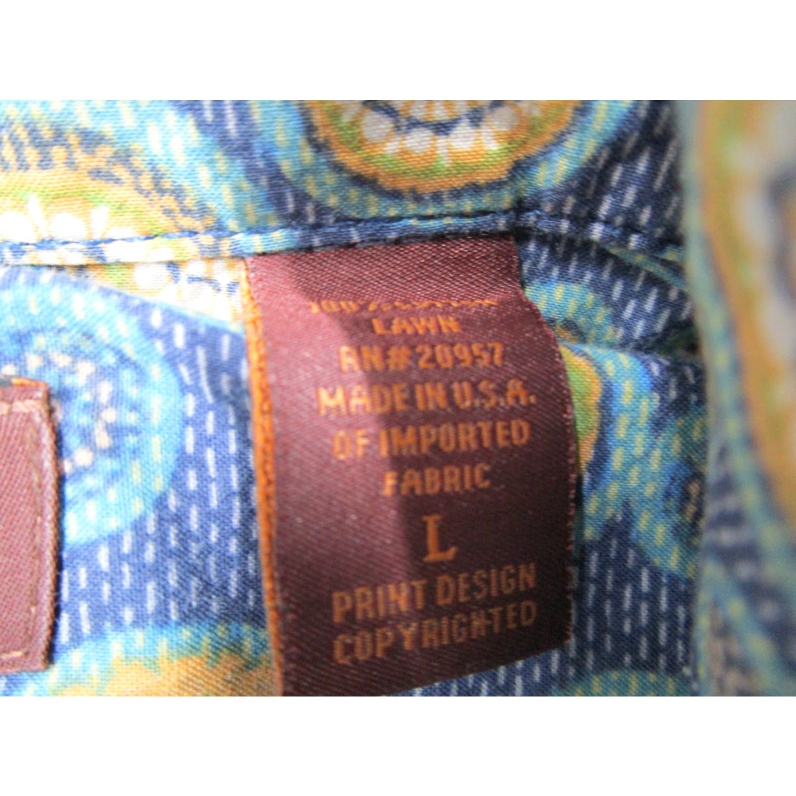 Tori Richard Tori Richard Shirt Mens Large Blue Button Up Hawaiian Cotton Lawn Geometric 60s 70s Retro Tropical Shirt Mens L Blue Size US L / EU 52-54 / 3 - 4 Thumbnail